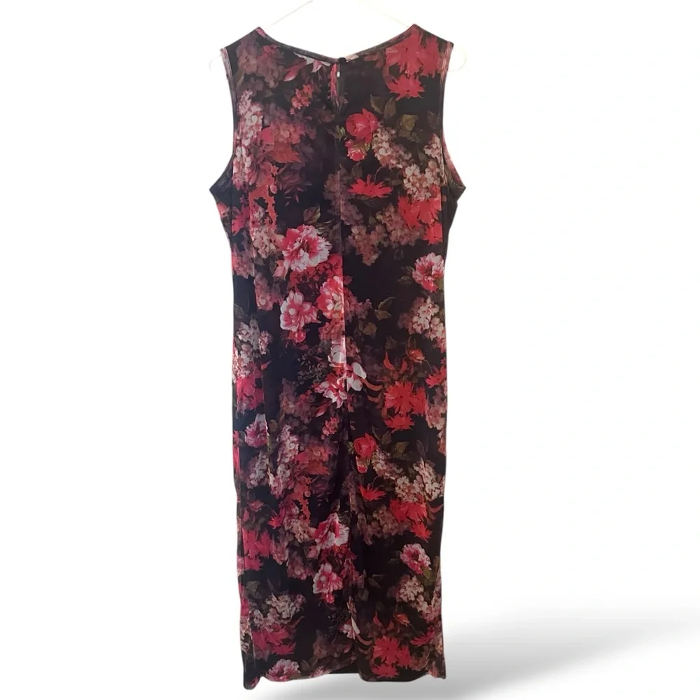 NWT Indigo Moon Floral Print Mesh Overlay Maxi Dress - Picture 6 of 6